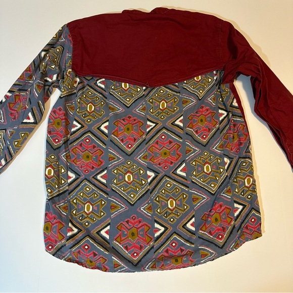 Vintage 90s Saddlebrook western Aztec print & Band Collar - Picture 7 of 7